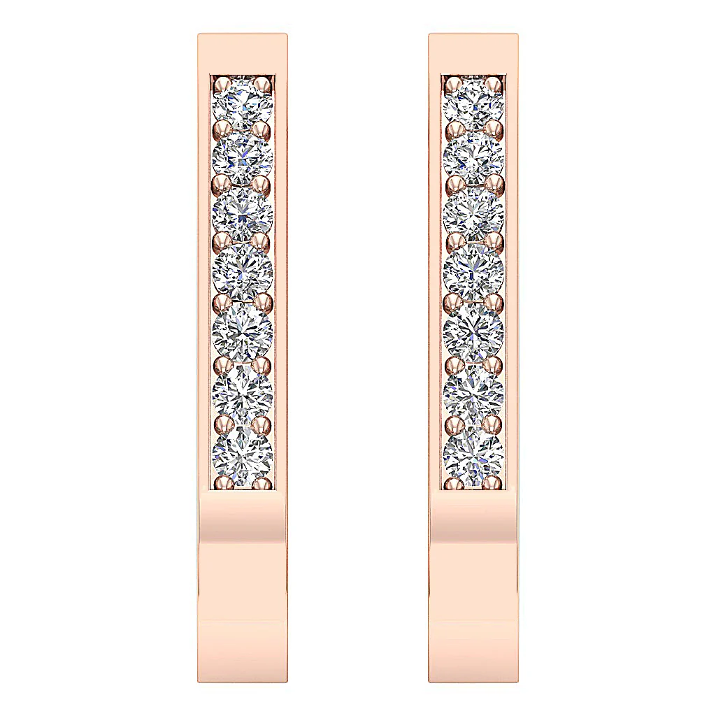 The Judah 14K Rose Gold Natural Round Diamond Hoopd Earring Pave Set - Image 4