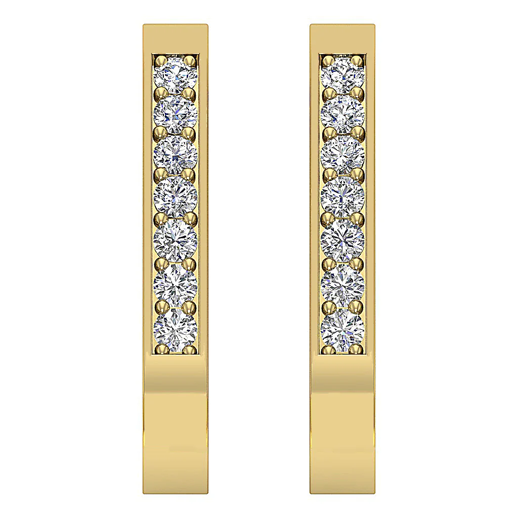 The Judah 14K Rose Gold Natural Round Diamond Hoopd Earring Pave Set - Image 5