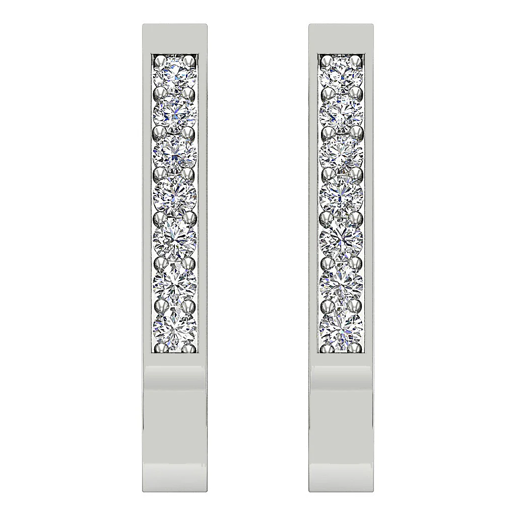 The Judah 14K Rose Gold Natural Round Diamond Hoopd Earring Pave Set - Image 6