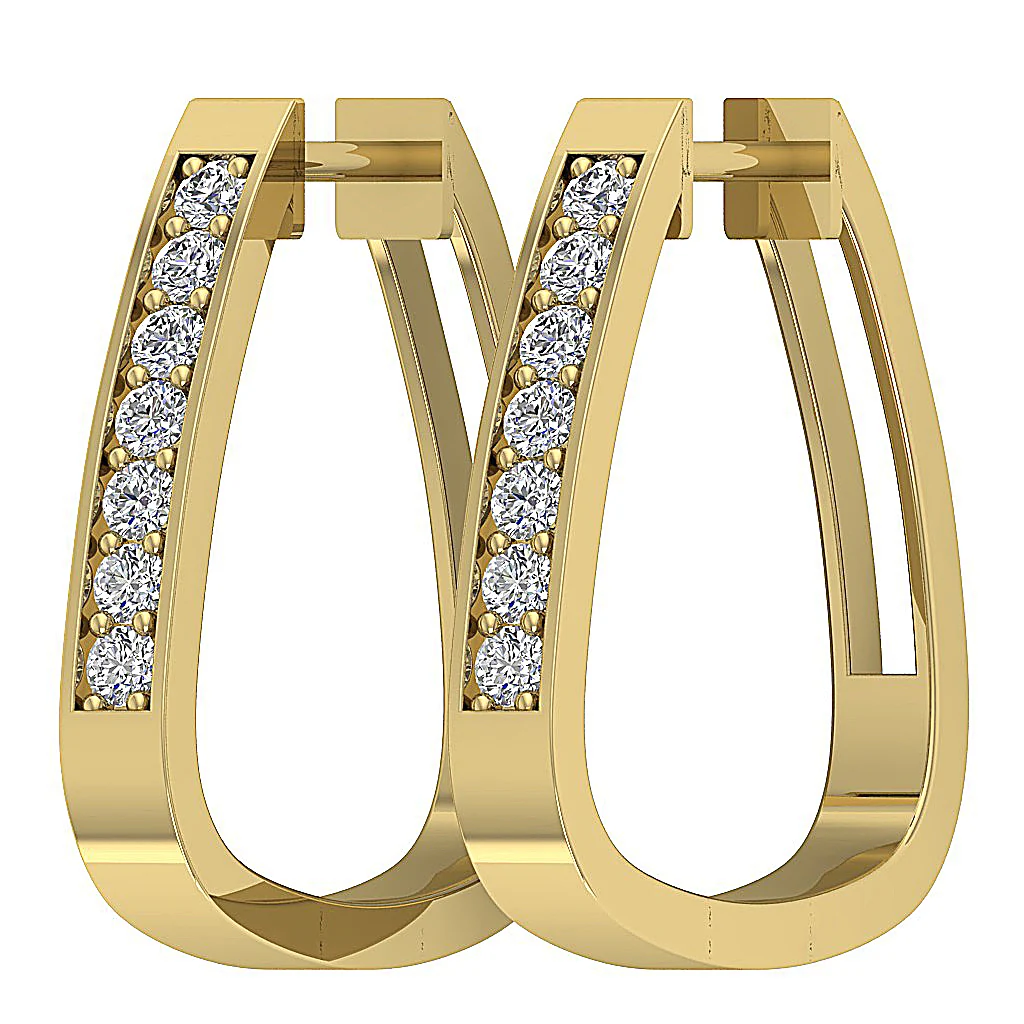 The Judah 14K Rose Gold Natural Round Diamond Hoopd Earring Pave Set - Image 8