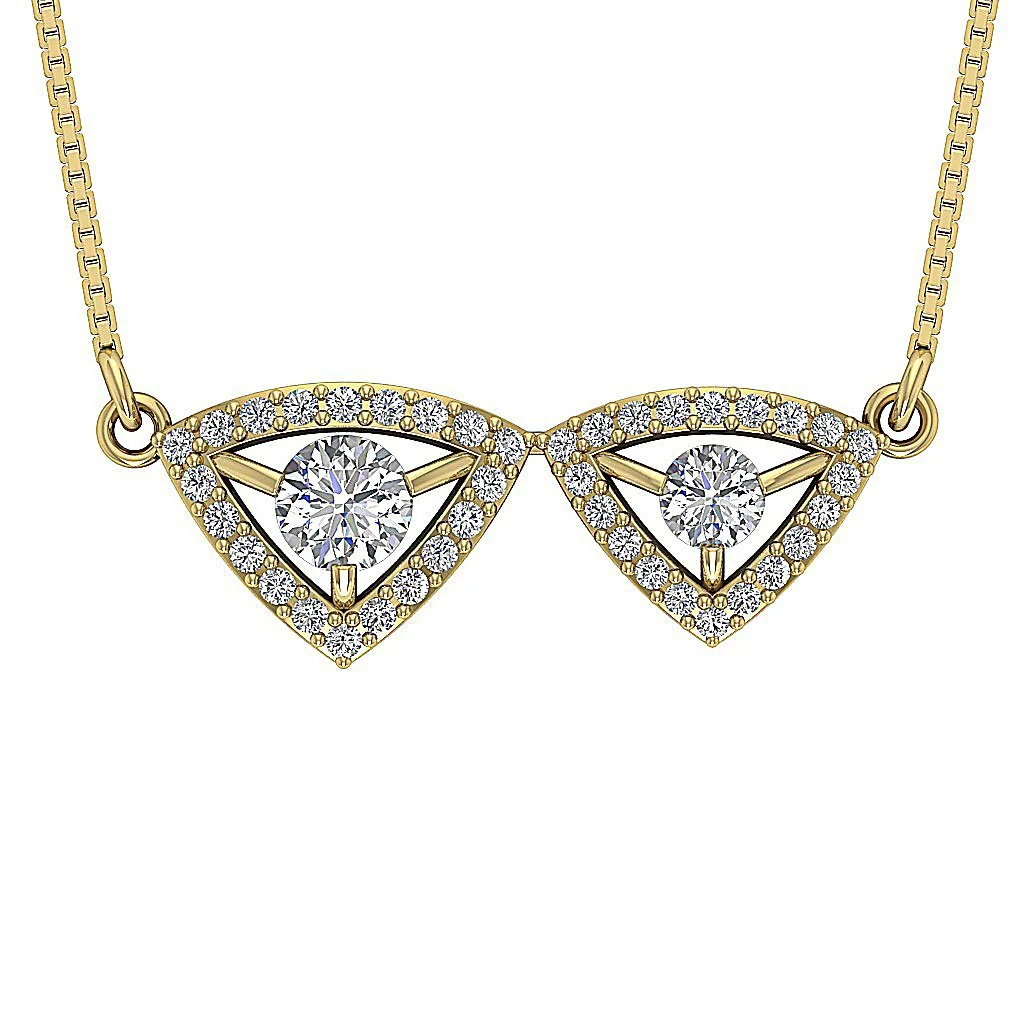 The Judah Yellow Gold Round Diamond Halo Fashion Pendant Prong Set
