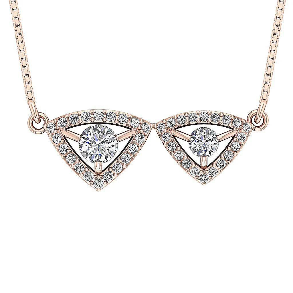 The Judah Yellow Gold Round Diamond Halo Fashion Pendant Prong Set - Image 3