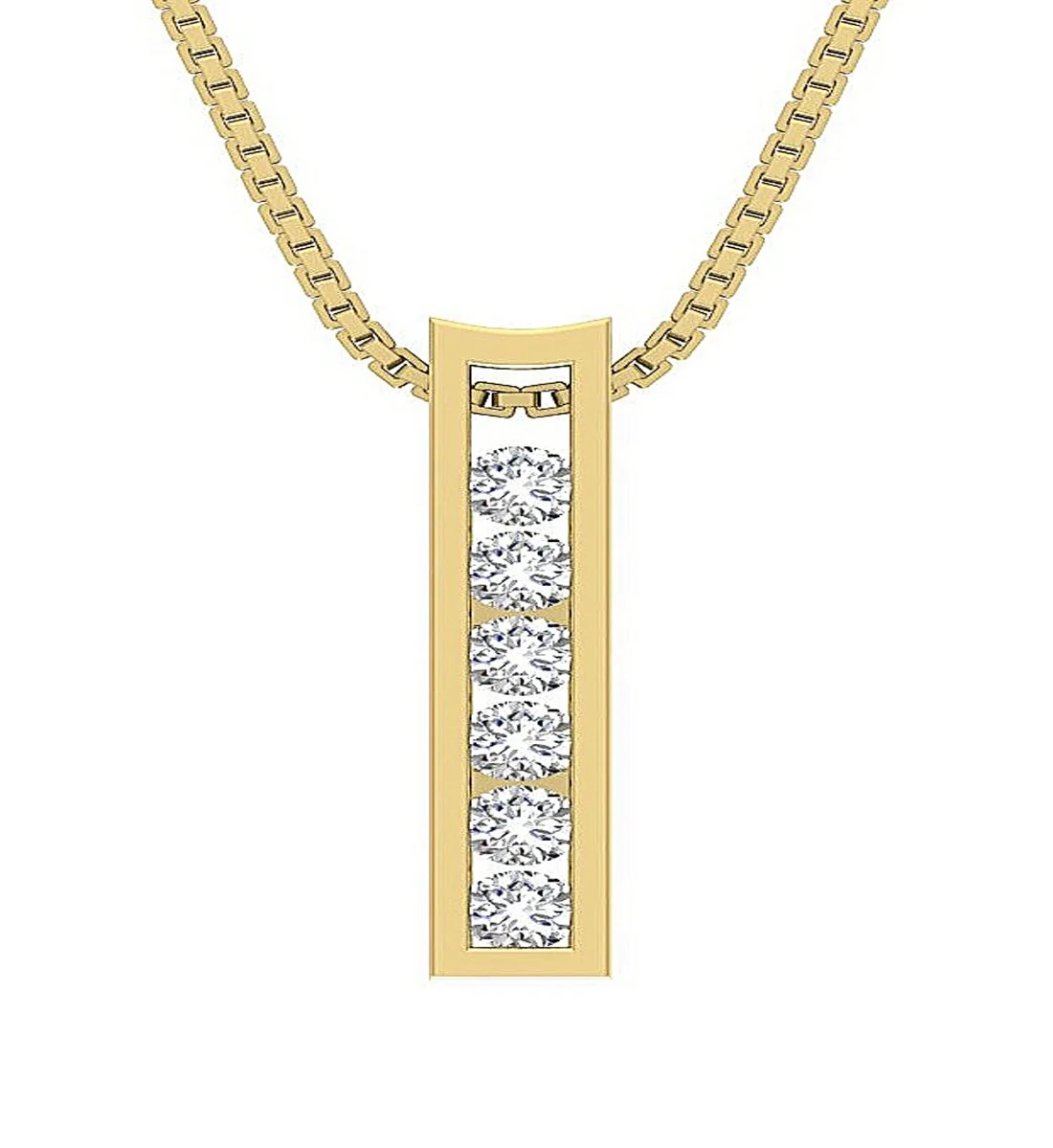 The Jude 14k Yellow Gold Round Diamond Channel Set Fashion Pendant For Her
