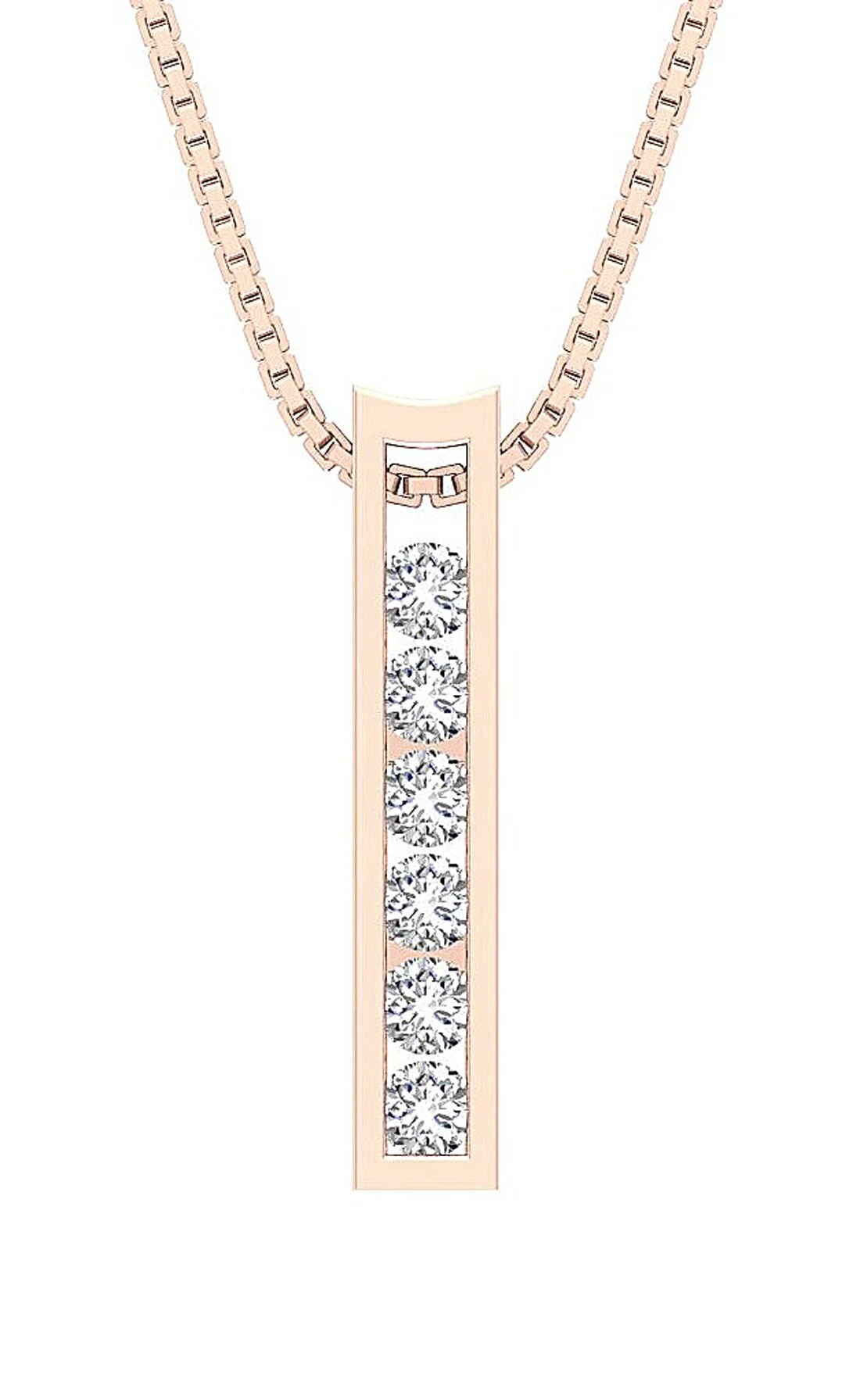 The Jude 14k Yellow Gold Round Diamond Channel Set Fashion Pendant For Her - Image 3