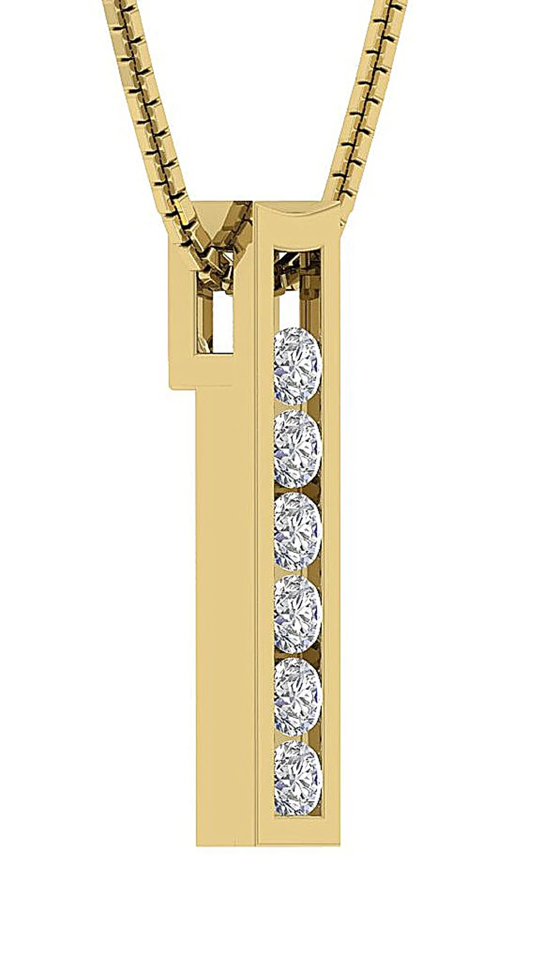 The Jude 14k Yellow Gold Round Diamond Channel Set Fashion Pendant For Her - Image 5