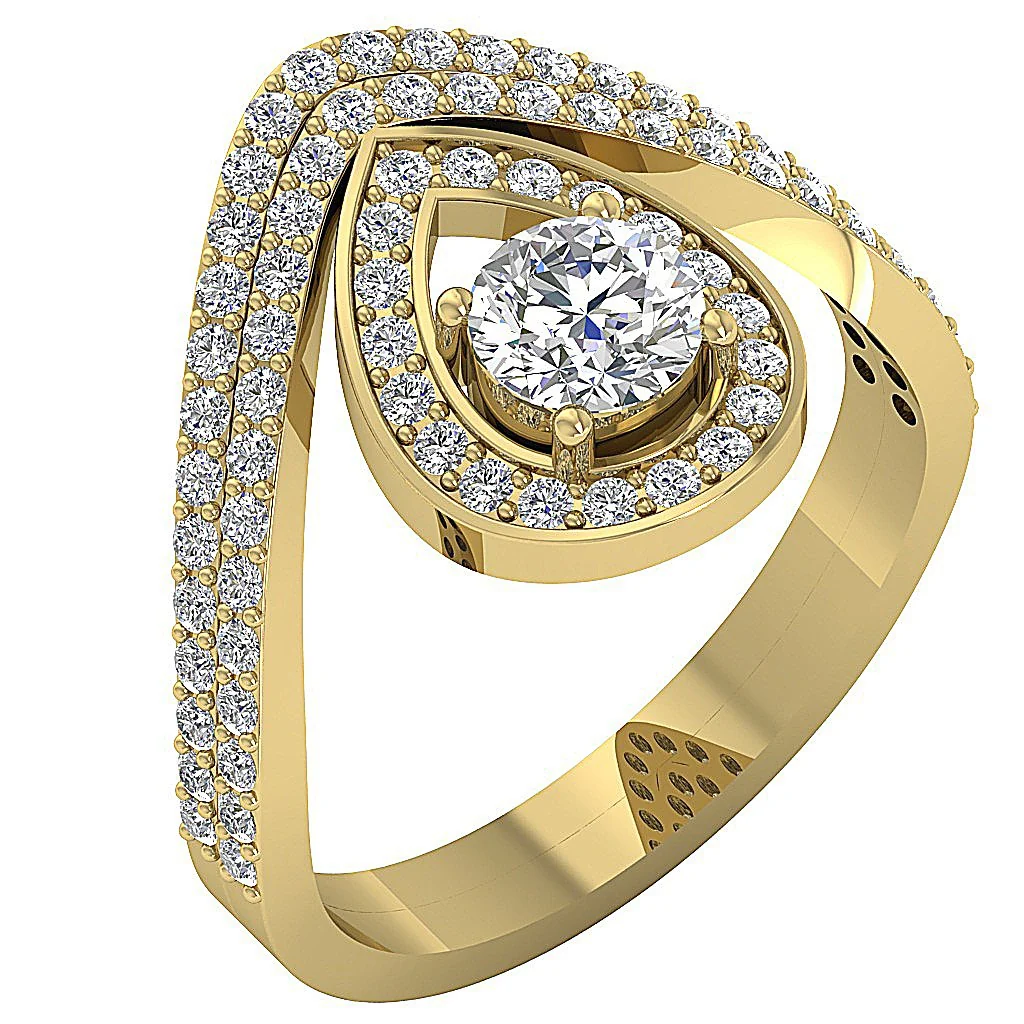 The Jude Drop Halo Bridal Engagement Ring Band Set 14K Solid Gold Genuine Diamond - Image 3
