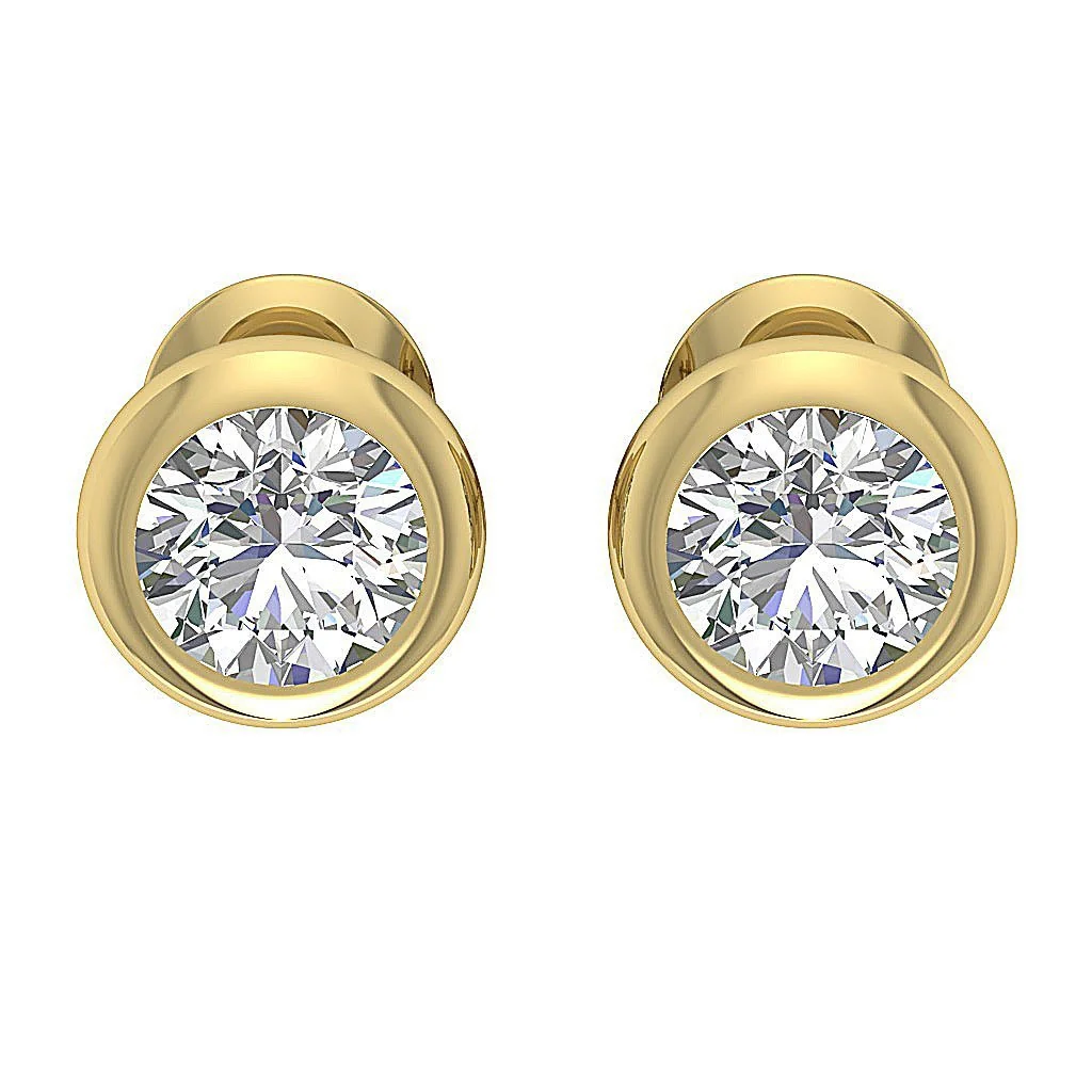 SI1 G 1.00Carat  Elegant Solitaire Natural Diamond Donut Bezel Set Studs Earrings Rose Gold - Image 3