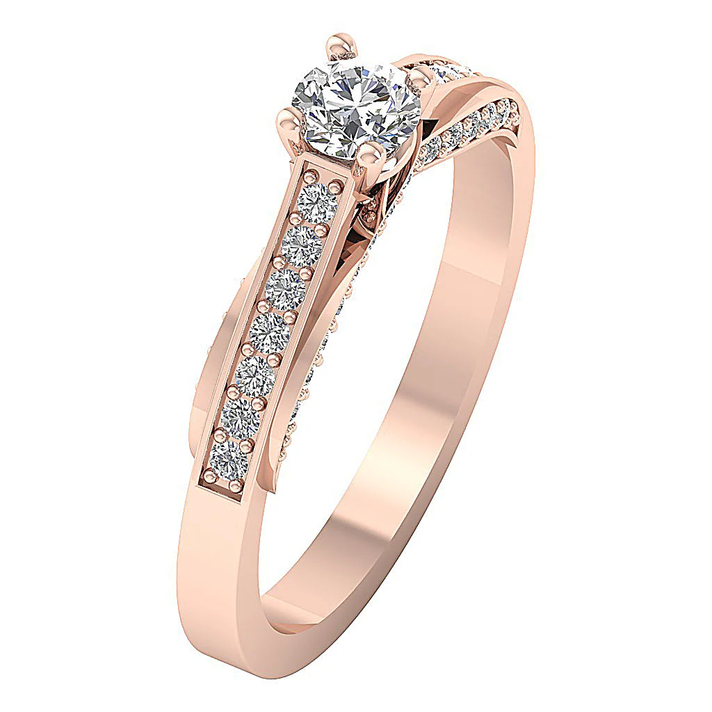 The Julio Classsic 14k Gold Natural Diamond Solitaire Anniversary Ring 4.30 mm - Image 2