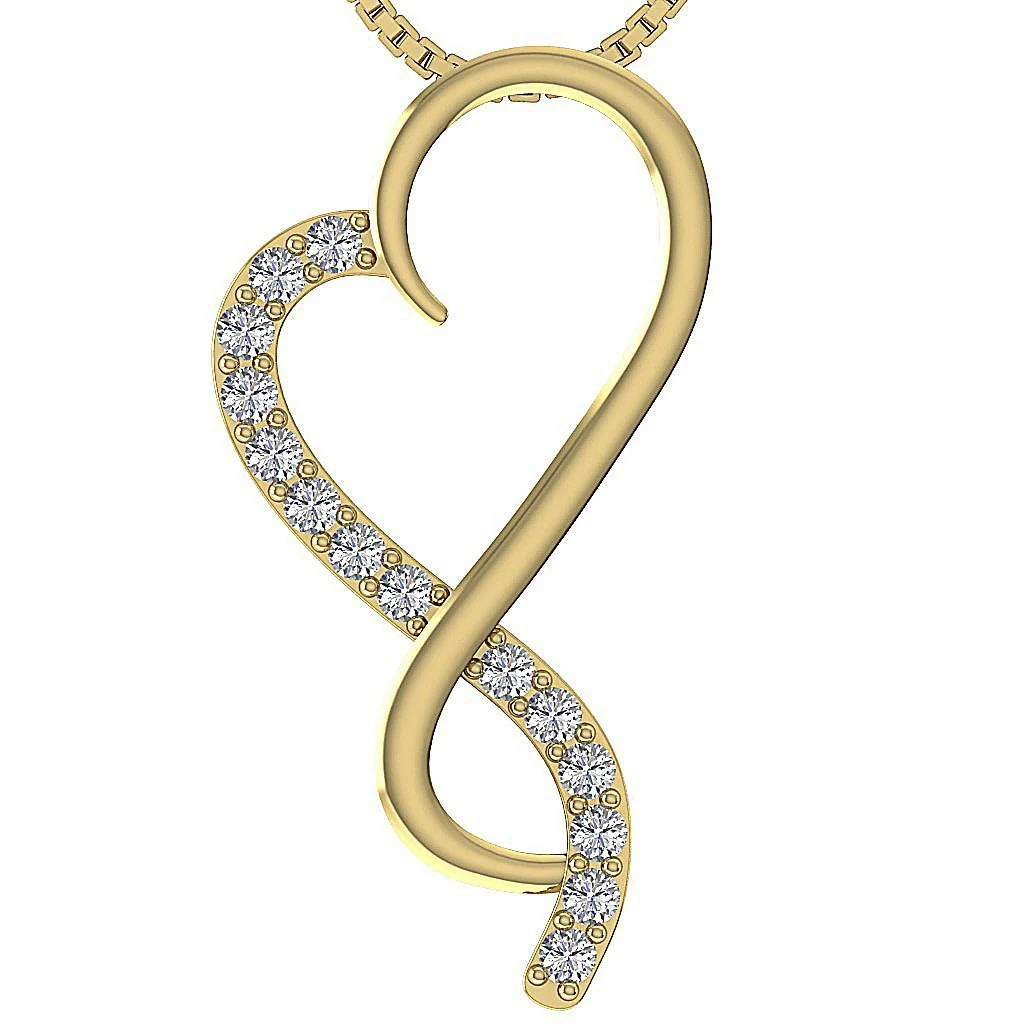 The Julius 14K White Gold Heartbeat Round Cut Diamond Pendant Pave Set - Image 2