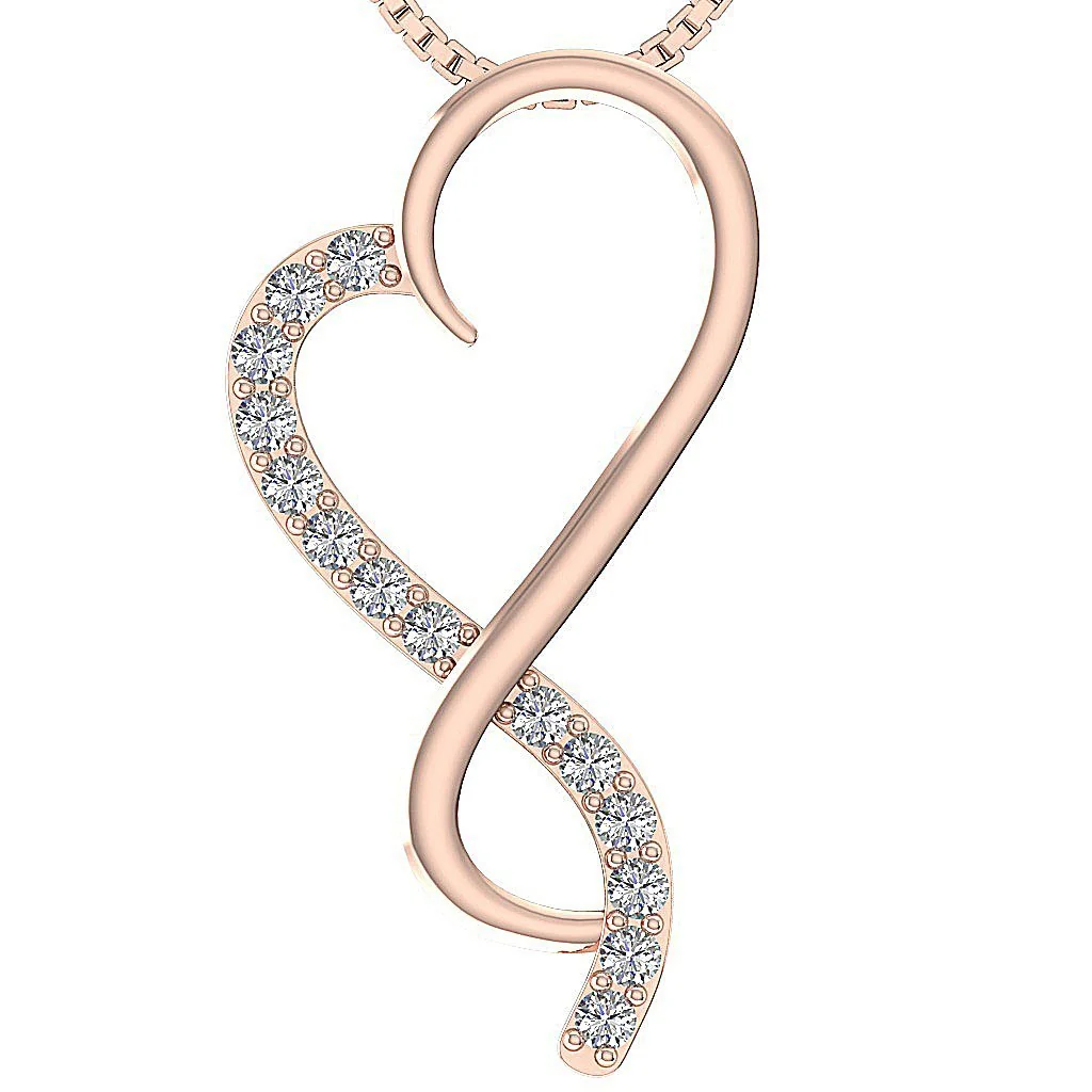 The Julius 14K White Gold Heartbeat Round Cut Diamond Pendant Pave Set - Image 3