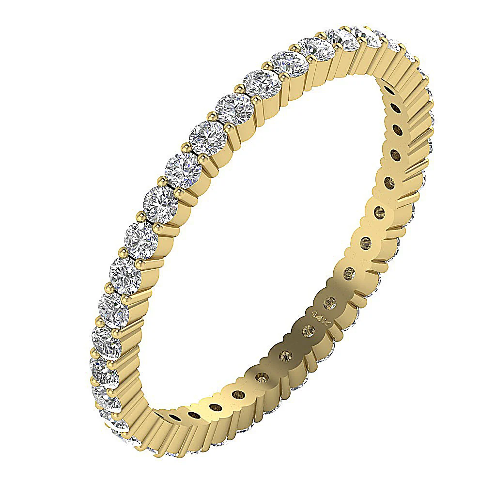 The Julius Prong Set Round Brilliant Cut Diamond Full Eternity Anniversary Ring 14K Gold - Image 3