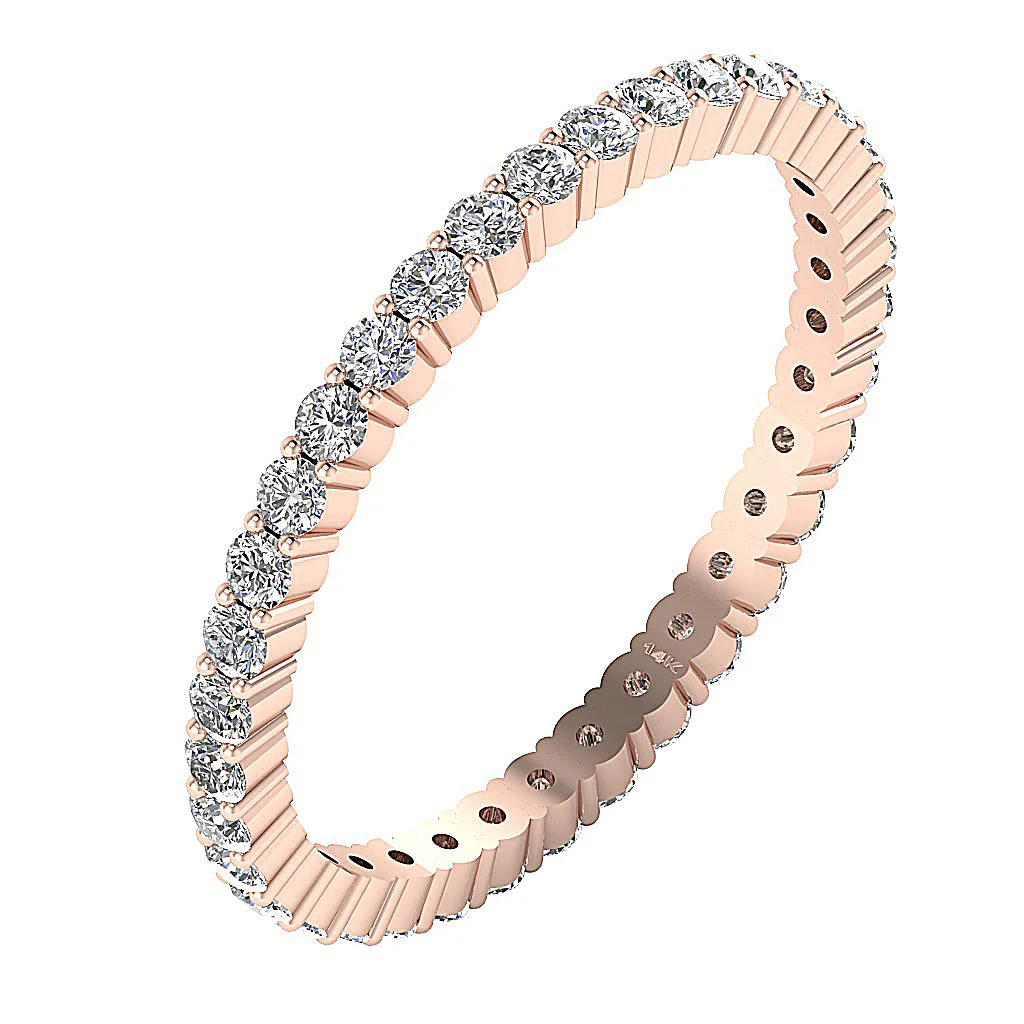 The Julius Prong Set Round Brilliant Cut Diamond Full Eternity Anniversary Ring 14K Gold - Image 4