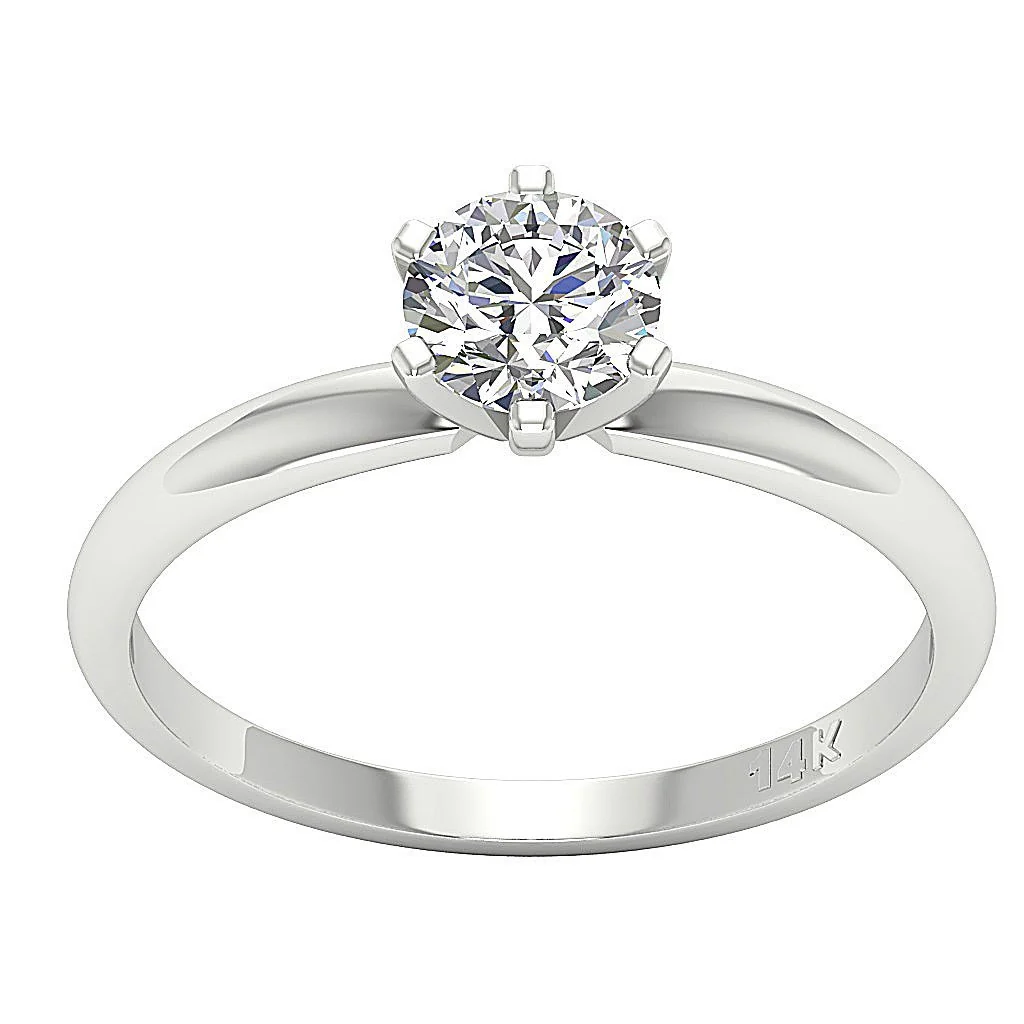 The Justice Excellent Prong Set Solitaire Round Diamond Engagement Ring 14K Solid Gold - Image 3