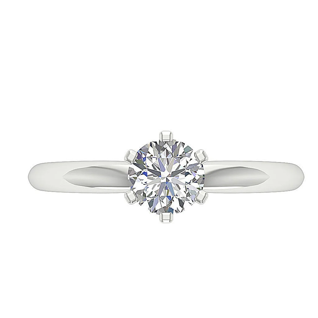 The Justice Excellent Prong Set Solitaire Round Diamond Engagement Ring 14K Solid Gold - Image 5