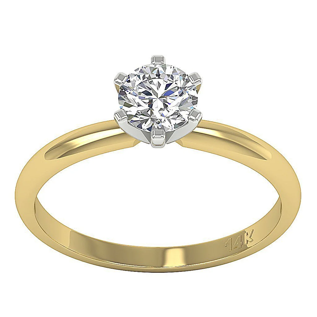 The Justice Excellent Prong Set Solitaire Round Diamond Engagement Ring 14K Solid Gold - Image 6