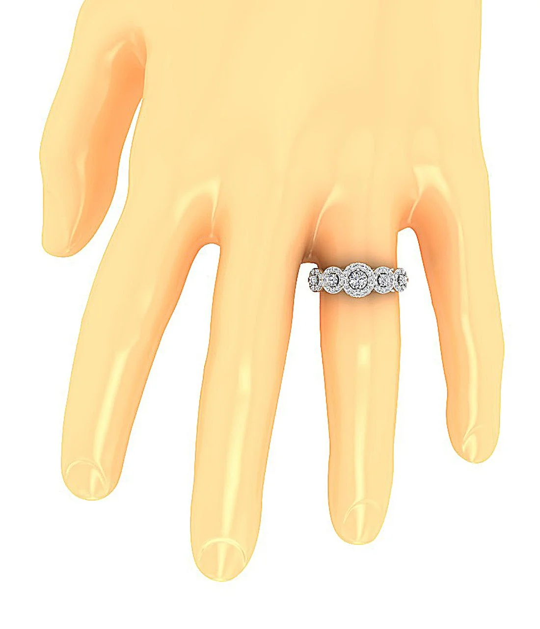 The Kabir Halo Solitaire Diamond Engagement Wedding Ring 14K Yellow Gold - Image 7