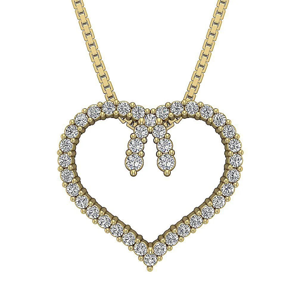 The Kade Round Cut Diamond White Gold Beloved Heart Pendant 0.62 inch - Image 2