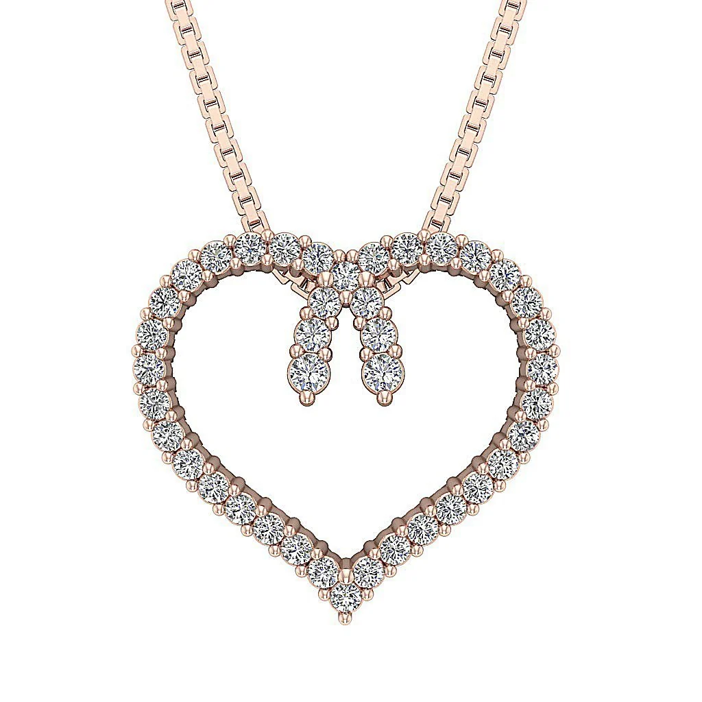 The Kade Round Cut Diamond White Gold Beloved Heart Pendant 0.62 inch - Image 3