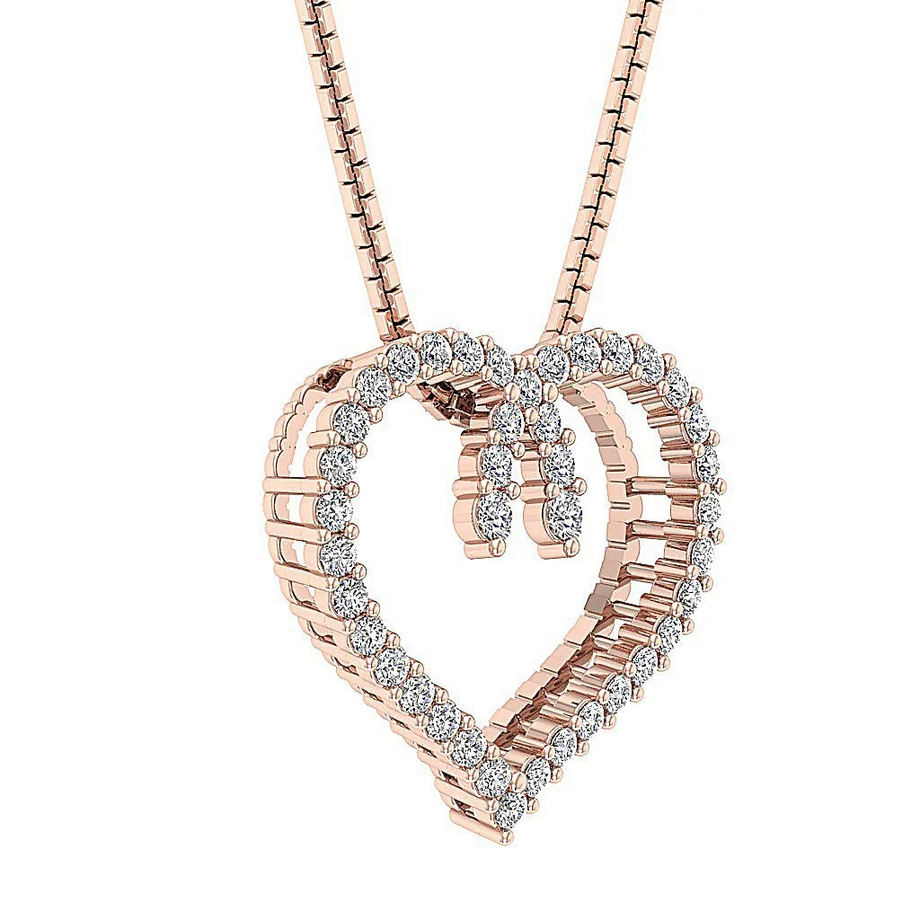 The Kade Round Cut Diamond White Gold Beloved Heart Pendant 0.62 inch - Image 5