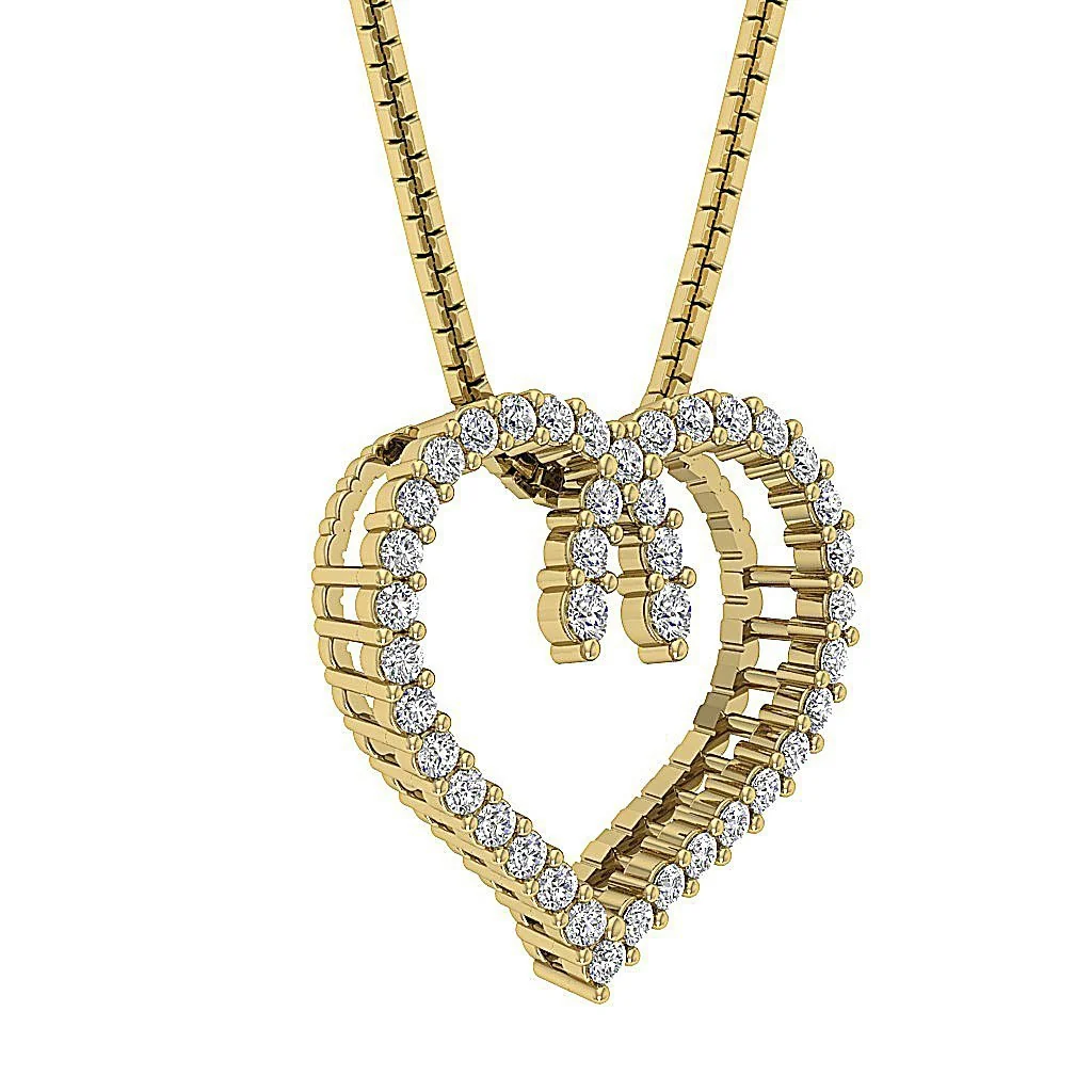 The Kade Round Cut Diamond White Gold Beloved Heart Pendant 0.62 inch - Image 6