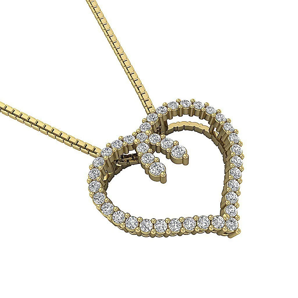The Kade Round Cut Diamond White Gold Beloved Heart Pendant 0.62 inch - Image 7