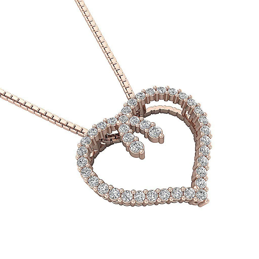 The Kade Round Cut Diamond White Gold Beloved Heart Pendant 0.62 inch - Image 9