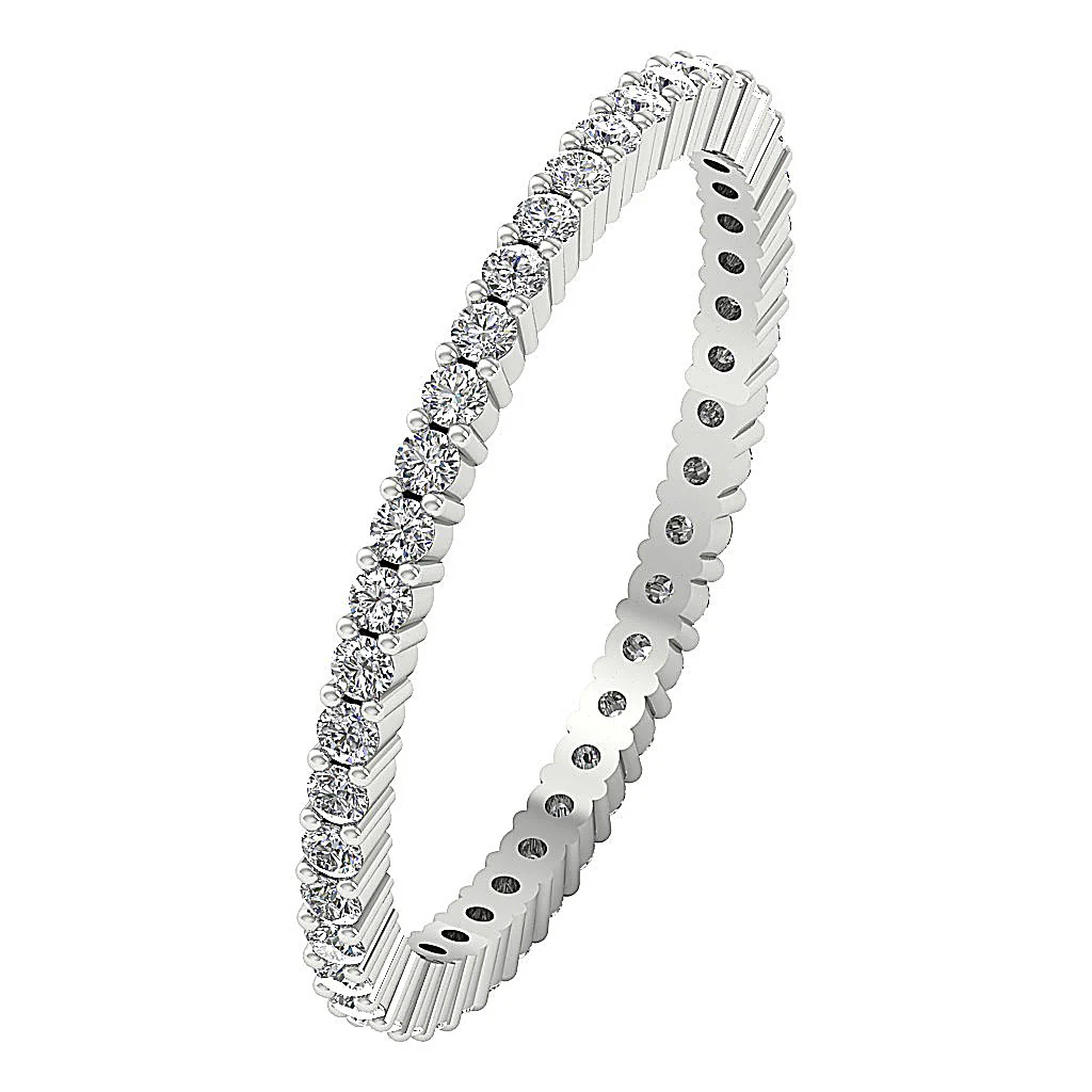 The Kade Elegant Prong Set Genuine Diamond 14K White Gold Full Eternity Wedding Ring - Image 3