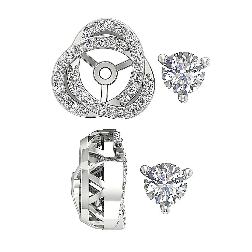 The Kaden Natural Round Diamond Removable Jacket Stud Earring Rose Gold - Image 10