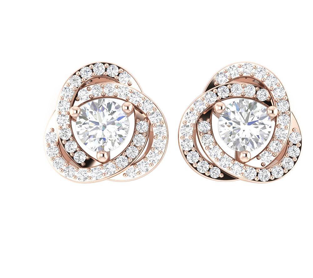 The Kaden Natural Round Diamond Removable Jacket Stud Earring Rose Gold - Image 3