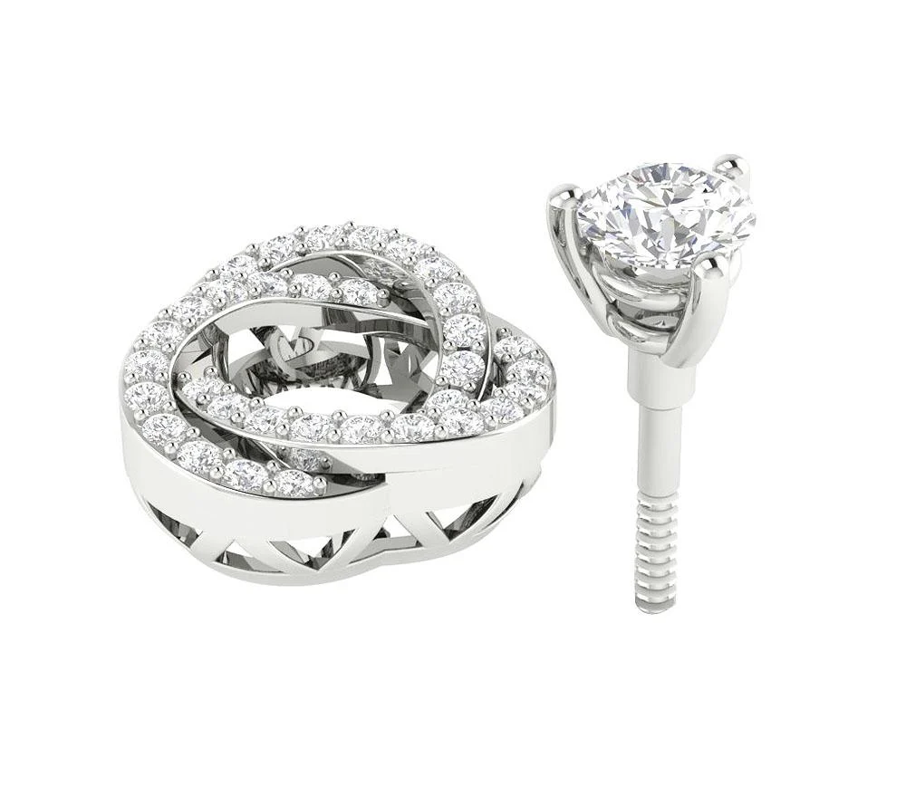 The Kaden Natural Round Diamond Removable Jacket Stud Earring Rose Gold - Image 7