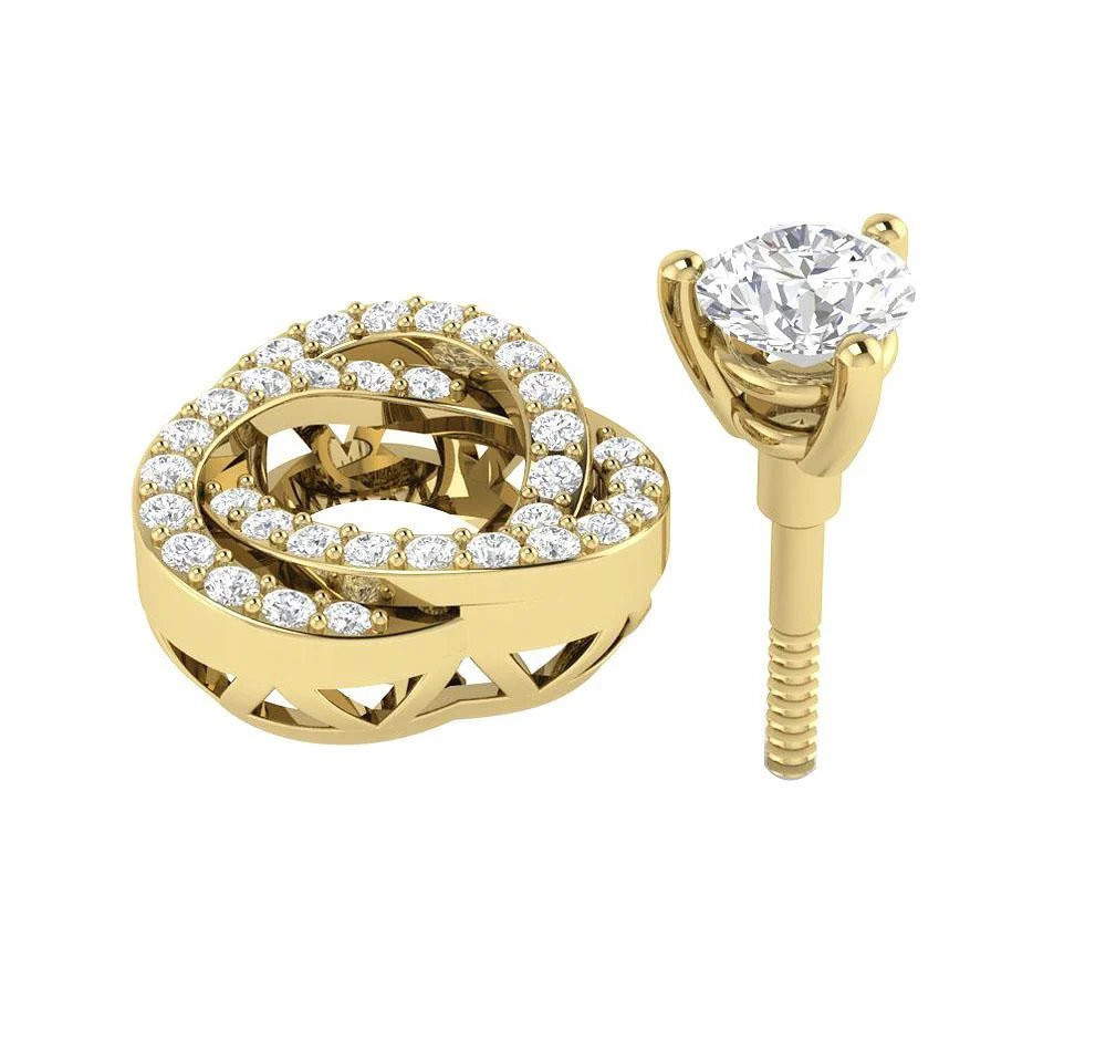 The Kaden Natural Round Diamond Removable Jacket Stud Earring Rose Gold - Image 8