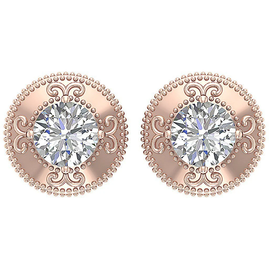 The Kai Classsic Solitaire Studs Earrings 1 Carat Natural Diamond Prong Set 14K Solid Gold - Image 5