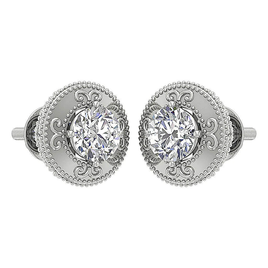 The Kai Classsic Solitaire Studs Earrings 1 Carat Natural Diamond Prong Set 14K Solid Gold - Image 9