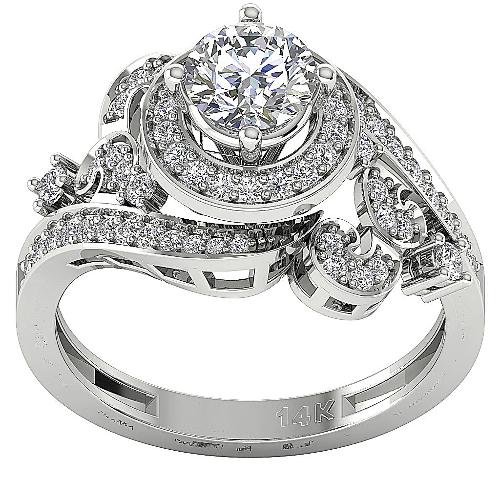 The Kai Genuine Diamond 14K Solid Gold Solitaire Anniversary Ring 13.50 mm