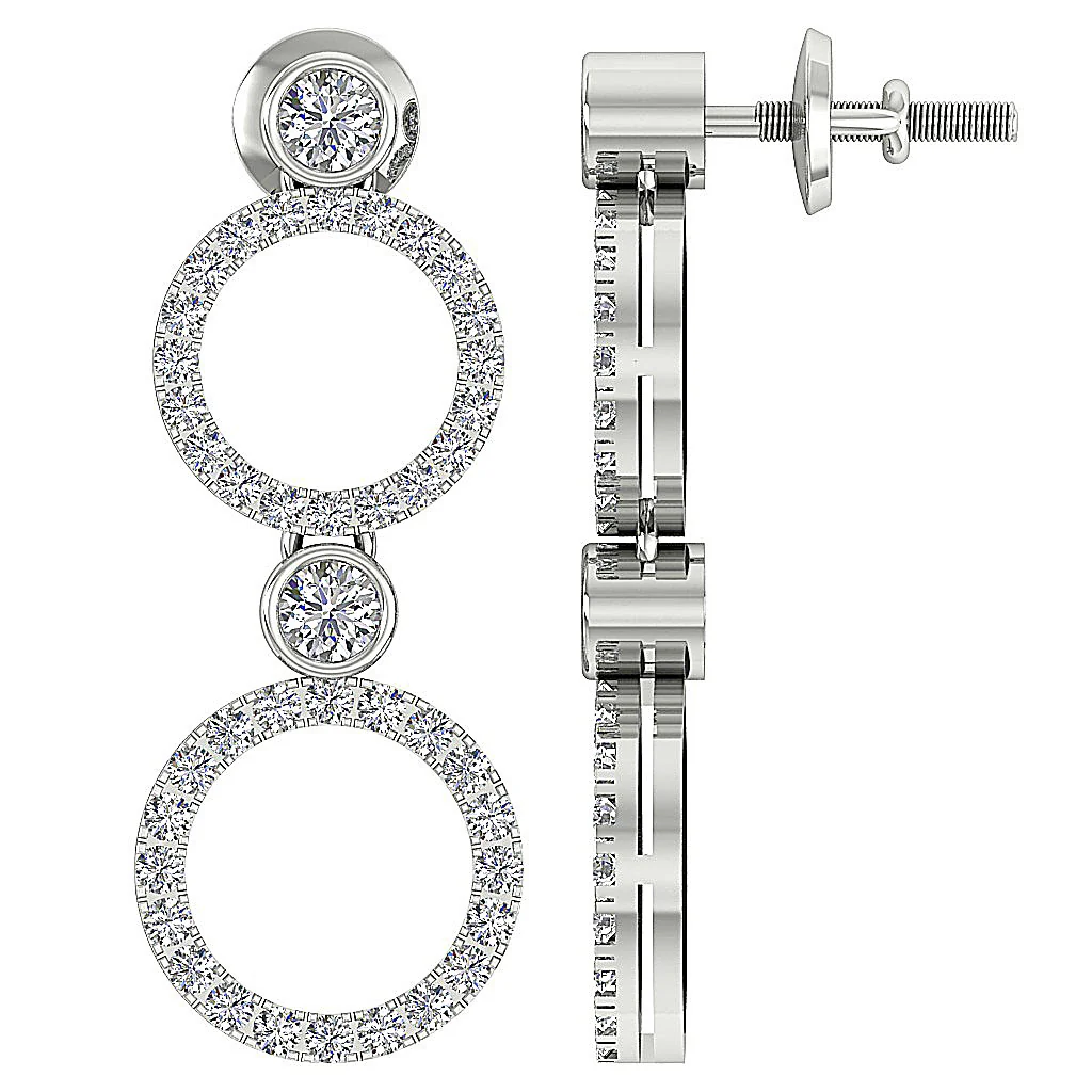 The Kaiden Natural Round Diamond Yellow Gold Circle Dangle Earring For Women Screw Back - Image 10