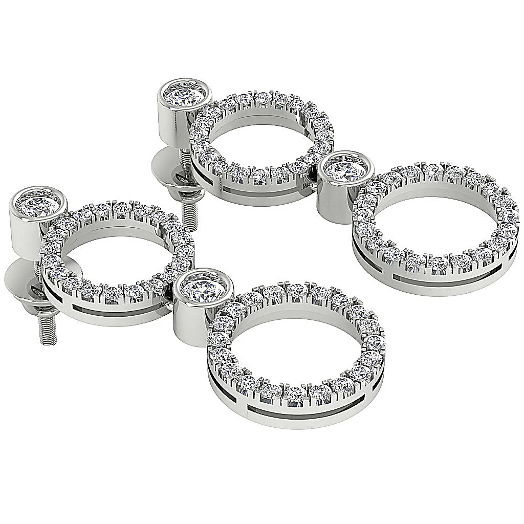 The Kaiden Natural Round Diamond Yellow Gold Circle Dangle Earring For Women Screw Back - Image 13