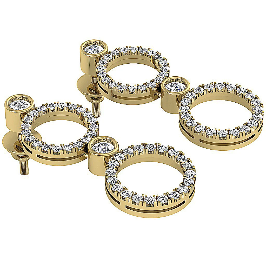The Kaiden Natural Round Diamond Yellow Gold Circle Dangle Earring For Women Screw Back - Image 14