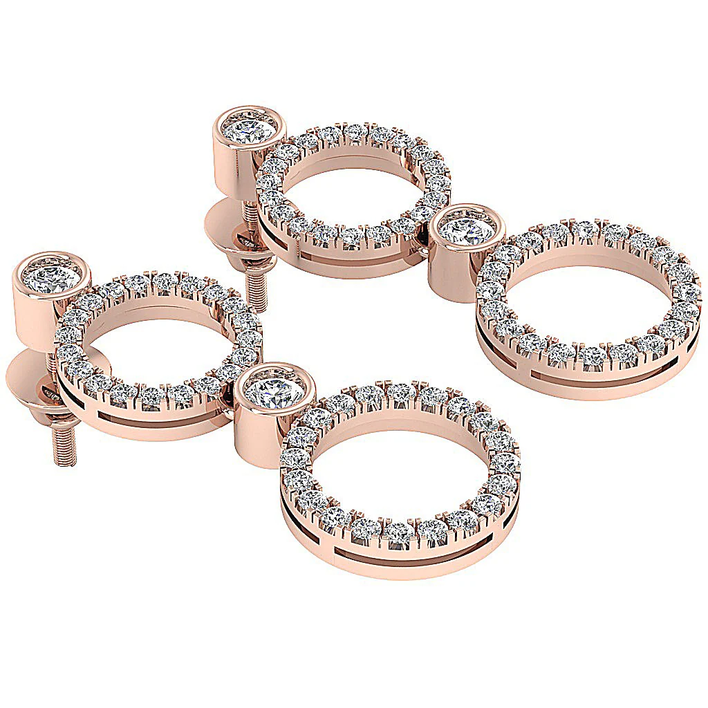 The Kaiden Natural Round Diamond Yellow Gold Circle Dangle Earring For Women Screw Back - Image 15