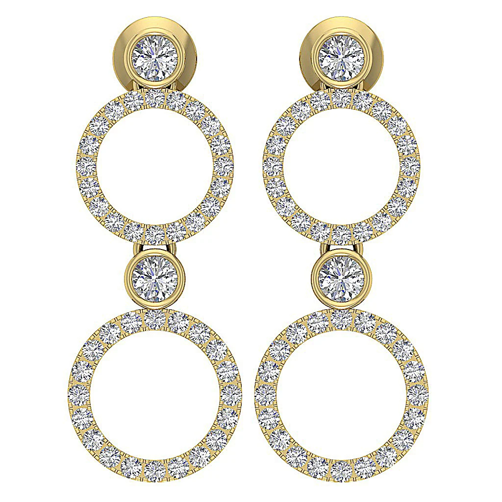 The Kaiden Natural Round Diamond Yellow Gold Circle Dangle Earring For Women Screw Back - Image 3