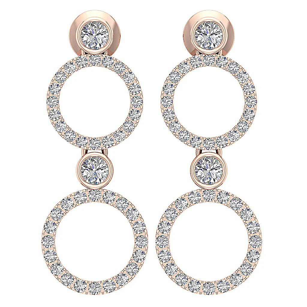 The Kaiden Natural Round Diamond Yellow Gold Circle Dangle Earring For Women Screw Back - Image 4