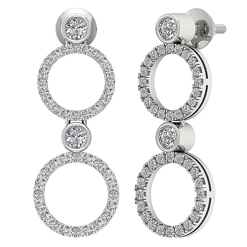 The Kaiden Natural Round Diamond Yellow Gold Circle Dangle Earring For Women Screw Back - Image 5