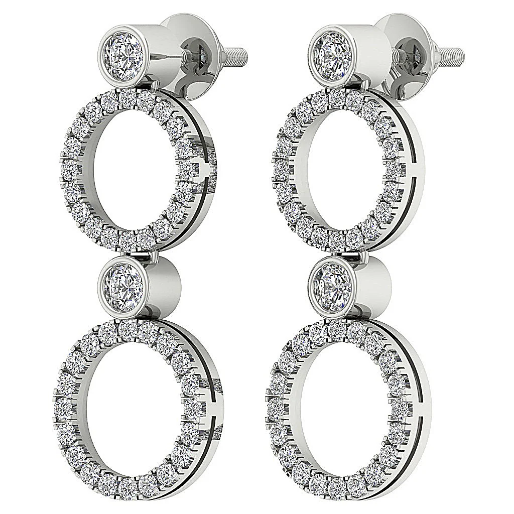 The Kaiden Natural Round Diamond Yellow Gold Circle Dangle Earring For Women Screw Back - Image 7