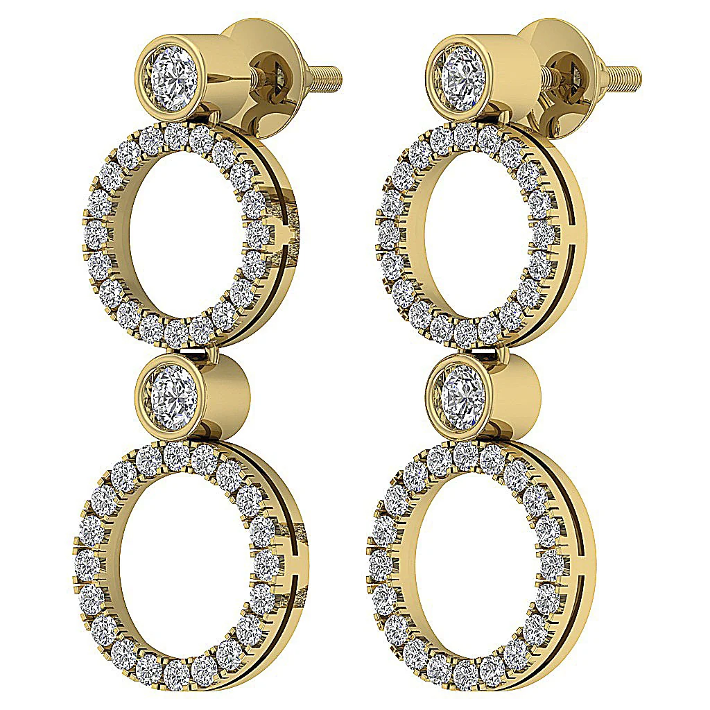 The Kaiden Natural Round Diamond Yellow Gold Circle Dangle Earring For Women Screw Back - Image 8
