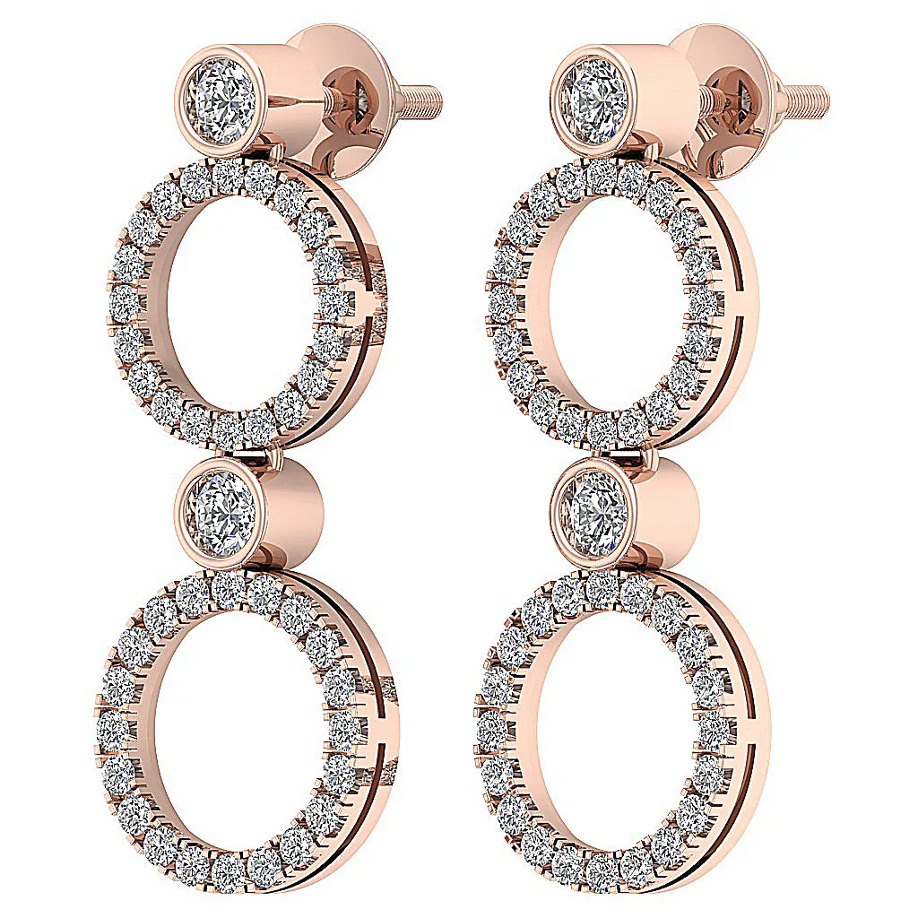 The Kaiden Natural Round Diamond Yellow Gold Circle Dangle Earring For Women Screw Back - Image 9