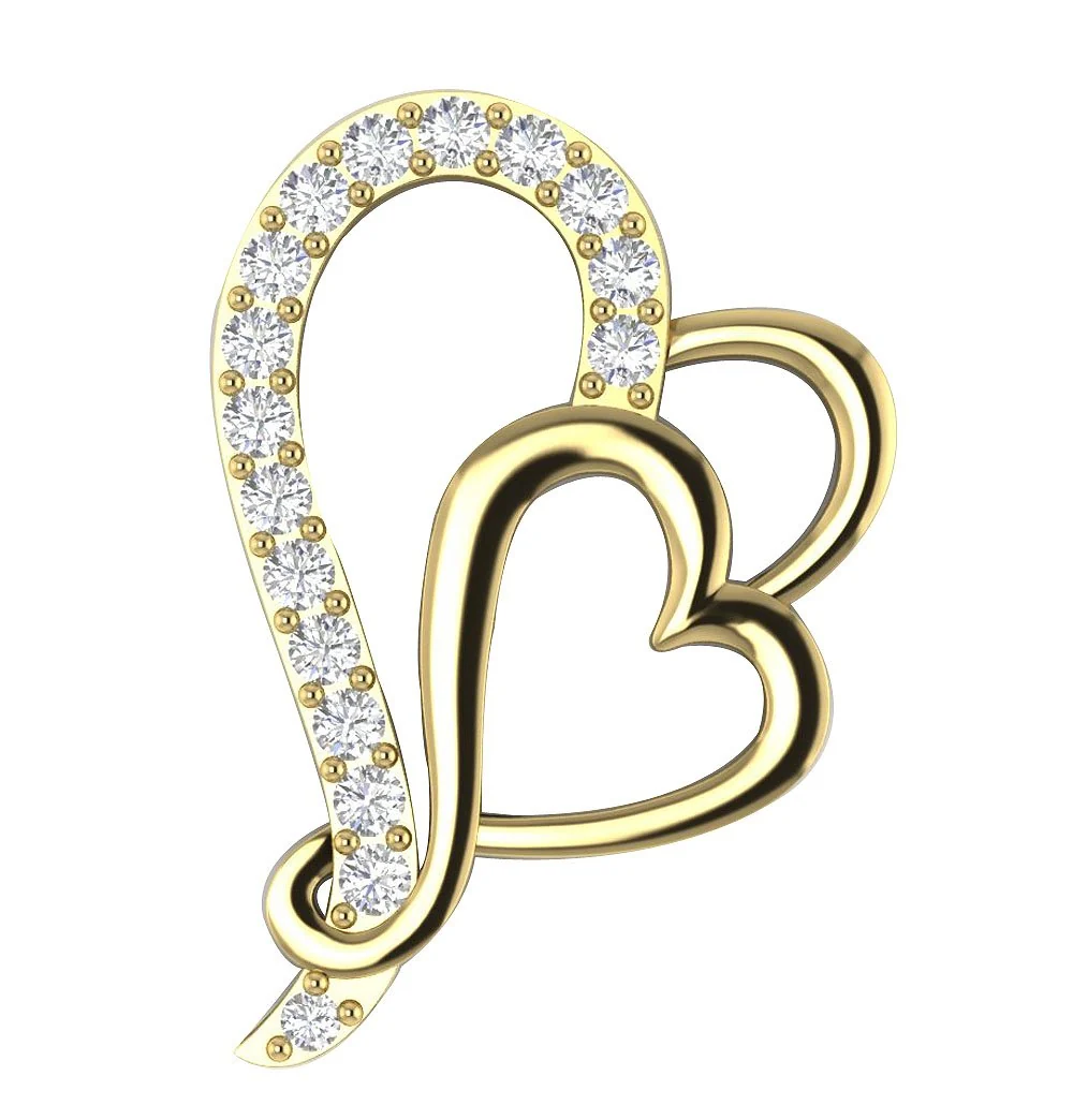 The Kaiden Genuine Diamond Double Heart Pendant Necklace 14k White Yellow Rose