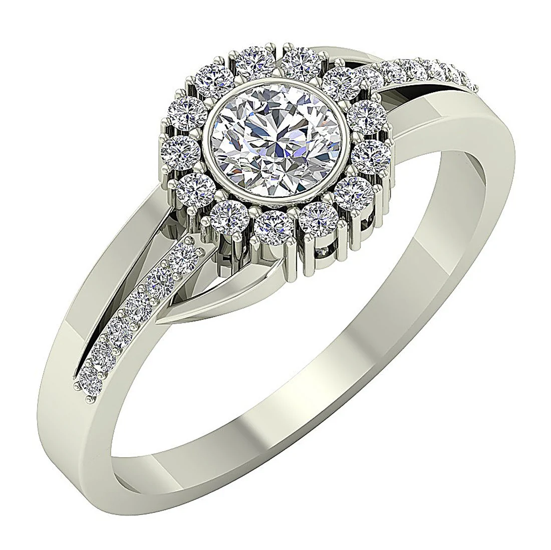 The Kairi Round Diamond 14K Solid Yellow Gold Halo Solitaire Engagement Ring - Image 3