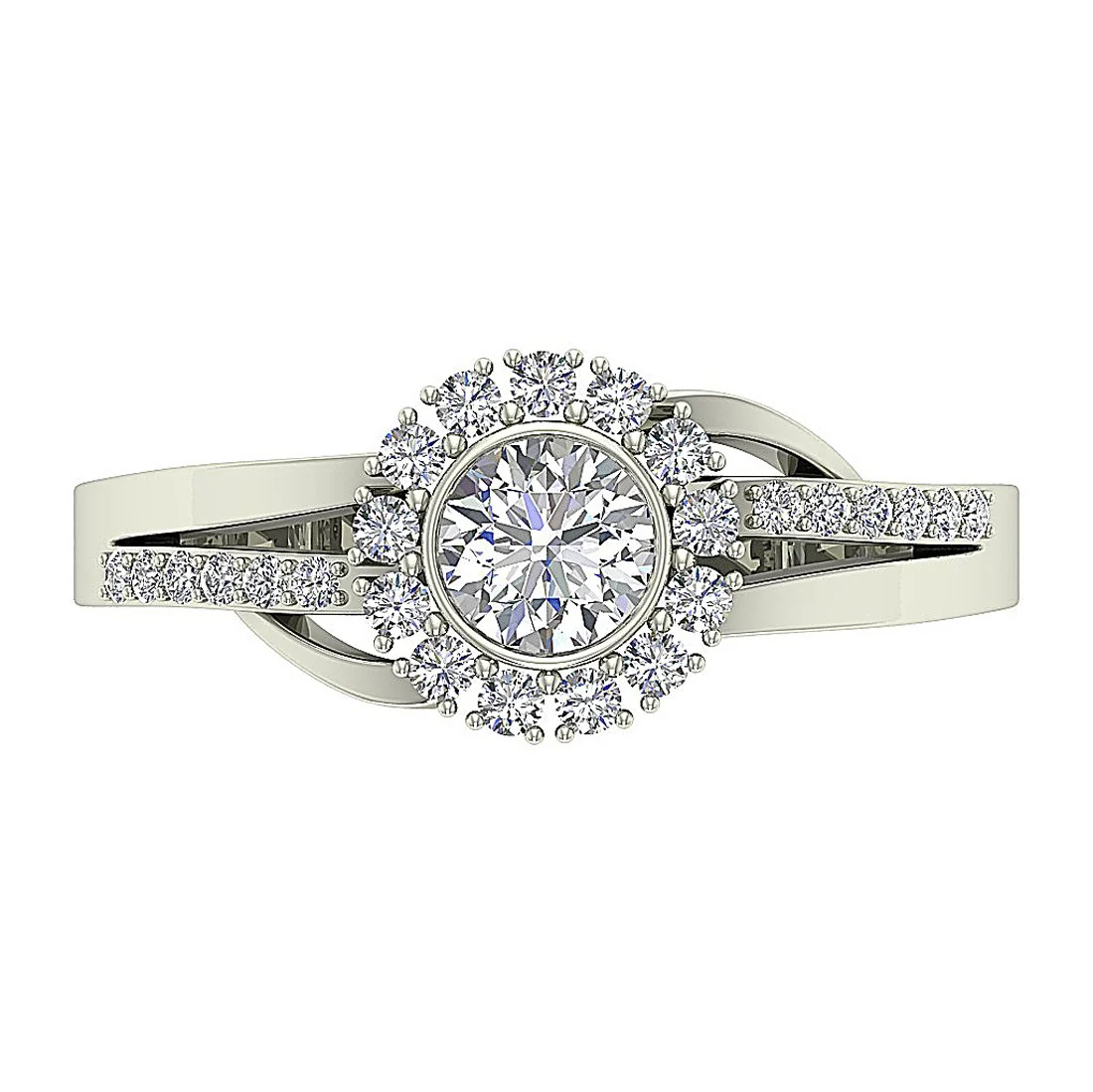 The Kairi Round Diamond 14K Solid Yellow Gold Halo Solitaire Engagement Ring - Image 4