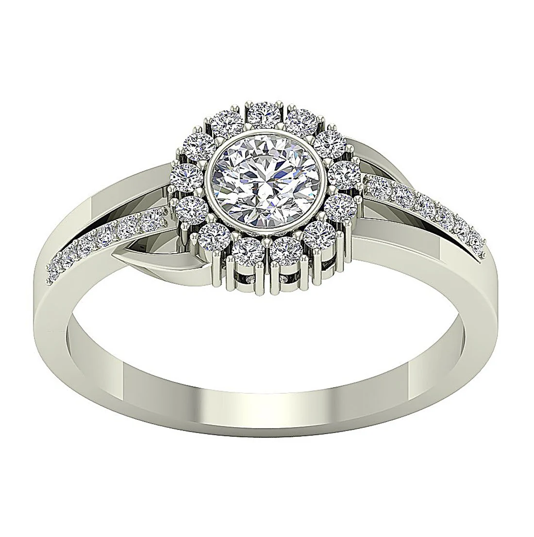 The Kairi Round Diamond 14K Solid Yellow Gold Halo Solitaire Engagement Ring - Image 6