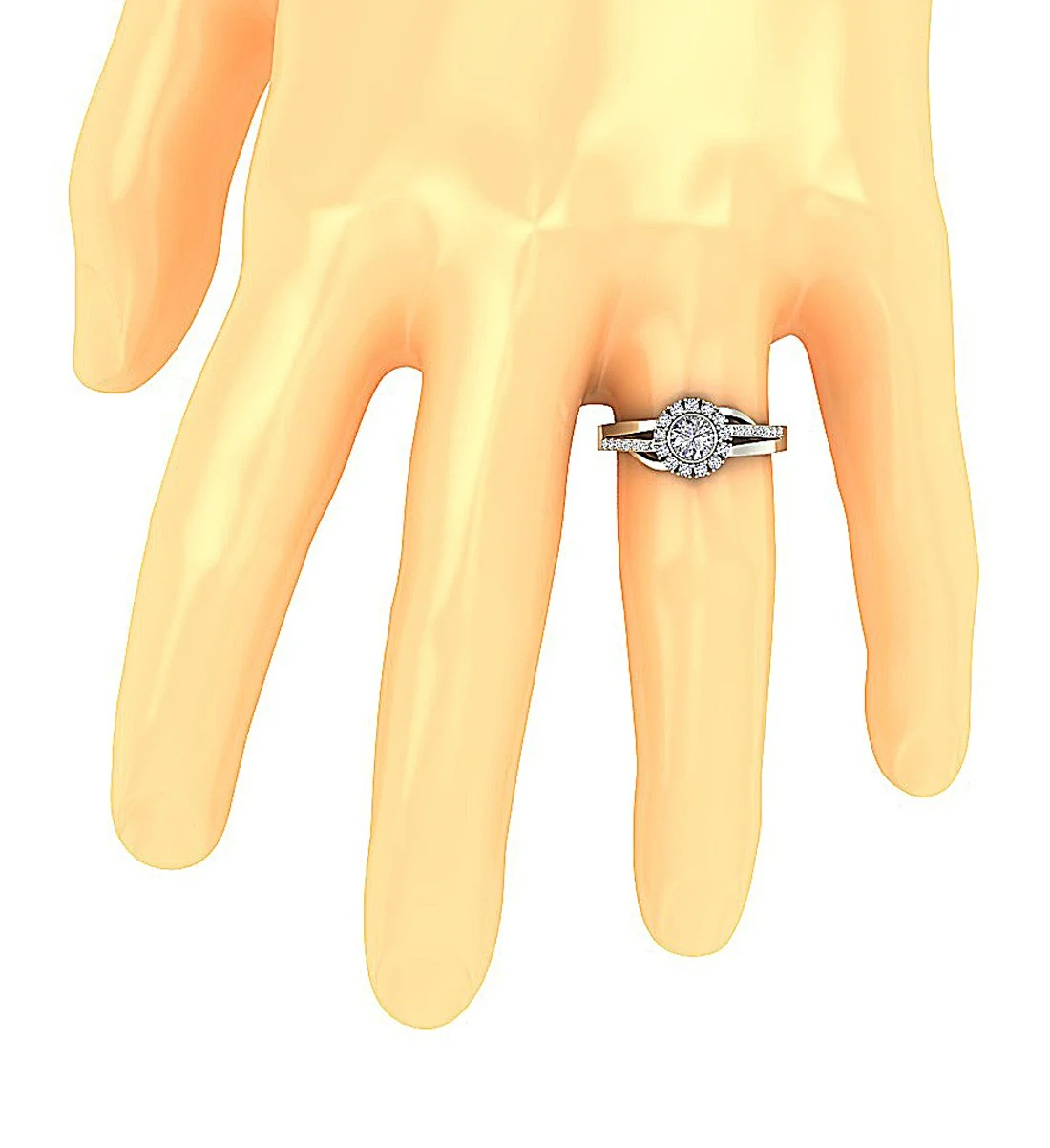 The Kairi Round Diamond 14K Solid Yellow Gold Halo Solitaire Engagement Ring - Image 7