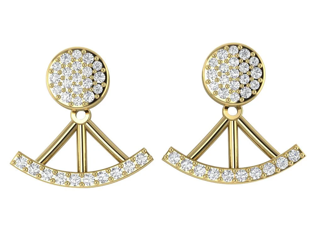 The Kairo Round Cut Diamond 14K Yellow Gold Removable Jacket Earring For Her